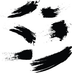 Set of vector paint brush stroke, ink splatter and artistic design elements. Dirty watercolor texture, grunge background, splash or creative shape for social media.
