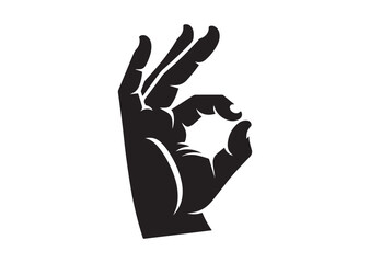 Obraz premium Hand Gesture Silhouette Black Vector white background