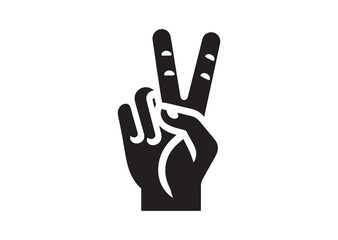 Obraz premium Hand Gesture Silhouette Black Vector white background