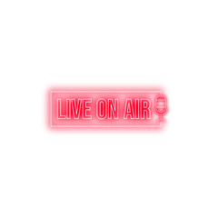 Neon live on air logo with red colour | Transparent live on air vector Image | live on air Neon sign sticker