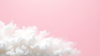 Fototapeta premium Fluffy white clouds burst against a soft pink sky