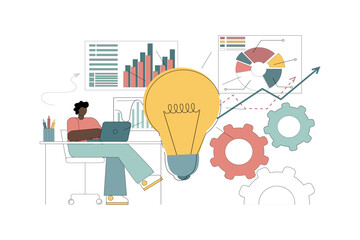 Concept for analysis of business ideas, business services, teamwork. Template for a website.eps