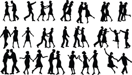 dancing couple silhouettes, elegant couple dancing, ballroom dancing silhouettes, tango dance partners, waltz dance poses, swing dance silhouettes, salsa dancing couple, social dance partners, choreog