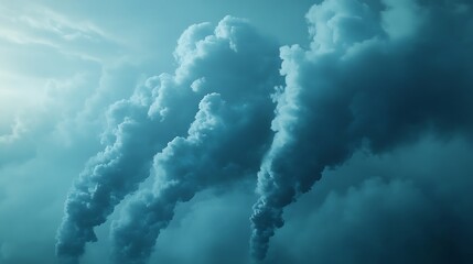 Dark smoke pollution clouds