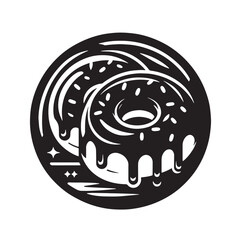 Black Donuts Silhouette Vector, High Quality Illustration on White Background