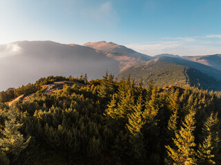 Sunset over Liptov region in Low Tatras mountains. Lajstoch near certovica pass landspace, slovakia.
