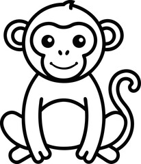 Funny Monkey Vector Illustration on White Background | Cartoons, Clipart, Line Art Design, Funny monkey vector illustration on white background, perfect for cartoons, clipart, and line art designs.