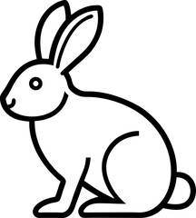 Black and white rabbit silhouette vector illustration.