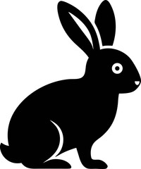 Black and white rabbit silhouette vector illustration.