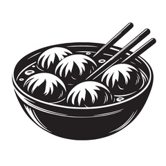 Black Dumplings Silhouette Vector, High Quality Illustration on White Background