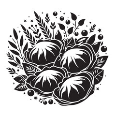 Black Dumplings Silhouette Vector, High Quality Illustration on White Background