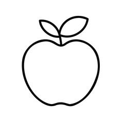 Apple Icon – Outline Vector Illustration on White Background