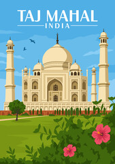View of taj mahal agra india vector