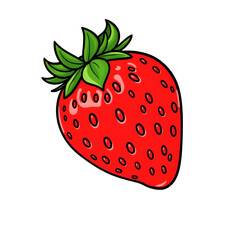 Fototapeta premium Single red strawberry illustration clipart