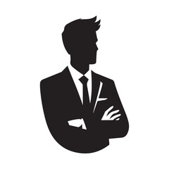 office worker vector silhouette clip art logo design illustration