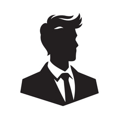 office worker vector silhouette clip art logo design illustration