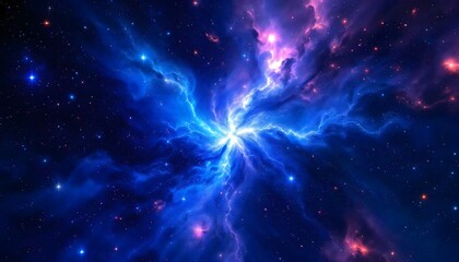 Naklejka premium Vibrant nebula shines with cosmic light in the vast expanse of space