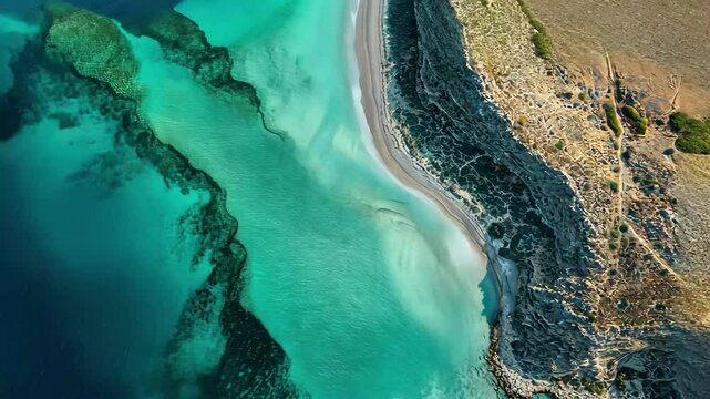 Breathtaking aerial view of Balos Lagoon in Crete Greece showcasing turquoise waters and sandy shores, Aerial view of Balos Lagoon, Crete, Greece