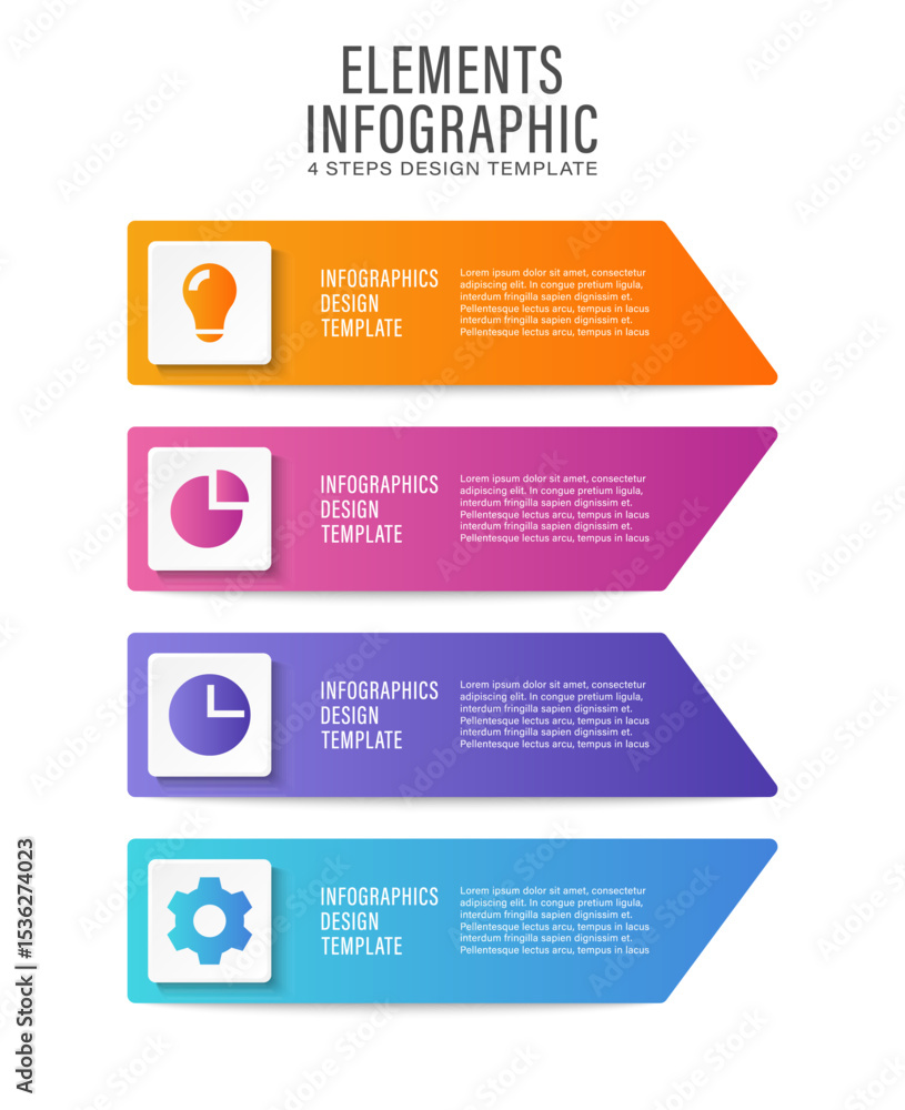 Poster 4 steps or processes vertical vector infographic template with icons and place for your data
