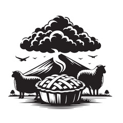 Black Eggplant Parmesan Silhouette Vector, High Quality Illustration on White Background