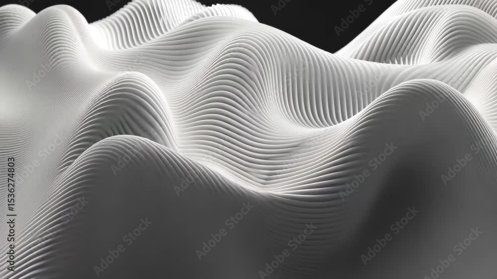 Poster dynamic wave patterns create a futuristic backdrop of flowing white lines and contours, futuristic b