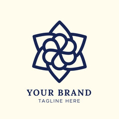 Minimalist mandala floral vector logo emblem stamp 
