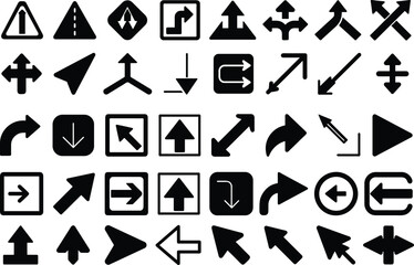 A collection of various black and white arrow illustrations