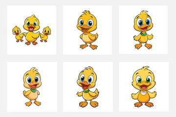 Collection of cartoon ducks on a white background image