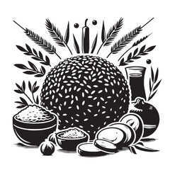 Black Falafel Silhouette Vector, High Quality Illustration on White Background