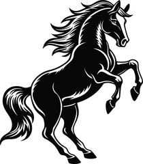 Black horse rearing up on its hind legs vector illustration