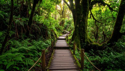 Lush forest walkway
