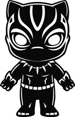 Cartoon black panther character in black and white design