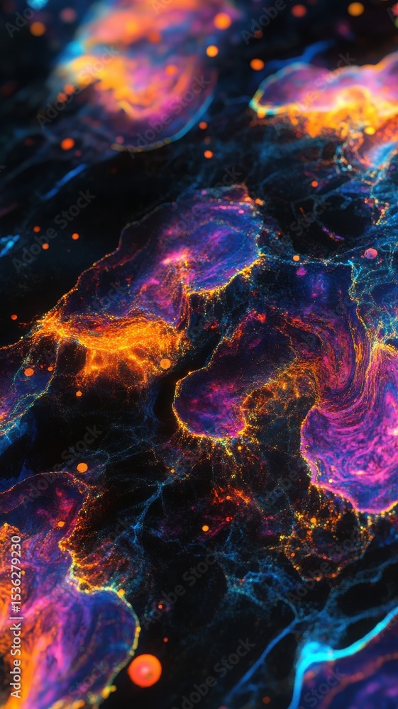 Aufkleber abstract cosmic galaxy background with nebula clouds and glowing particles in deep space