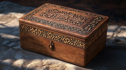 old wooden box with jewelry
