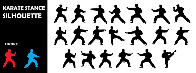 Karate Martial Arts Silhouette Vector Set – Traditional Combat and Karate Poses
