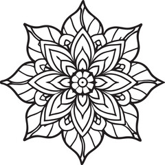 Intricate Black and White Mandala Flower Design