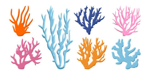 Hand Drawn Underwater Coral Reefs with Colorful Tropical Fish – Marine Ocean Life Illustration