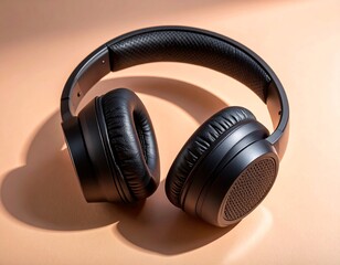 Modern Black Headphones from a Side View