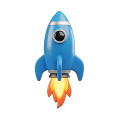 3D Rendered Rocket Blast Off on transparent background 