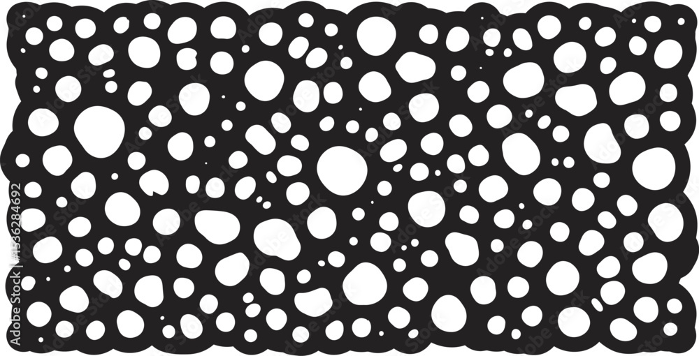 Poster black and white abstract seamless pattern with geometric polka dots for a retro design backdrop