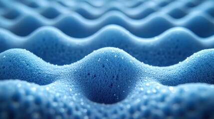 Close-up of blue wave-patterned foam