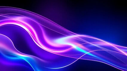 Digital fantasy vector gradient with iridescent fluid shapes and multicolored glowing lines