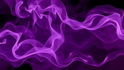 Obraz premium Digital smoke waves in lilac and fuchsia on black background, fine wispy details, moody abstract art for phone screens