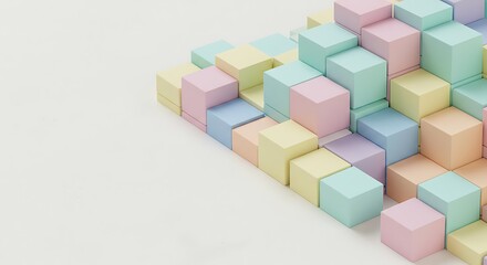 Obraz premium Pastel Colored Cubes Arranged in a Geometric Pattern on White Background