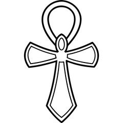 Minimal Ankh Symbol Line Art