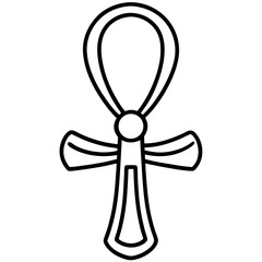 Minimal Ankh Symbol Line Art