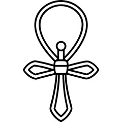 Minimal Ankh Symbol Line Art