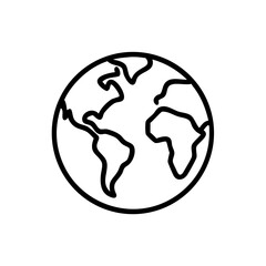 Earth Globe Icon in Outline Style
