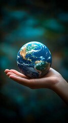 A close-up of a hand gently holding a glowing globe, symbolizing global business, connectivity, and advanced technology. The image conveys themes of innovation, worldwide communication, and strategic 