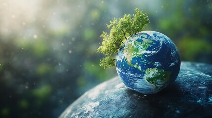 Earth with lush tree growth